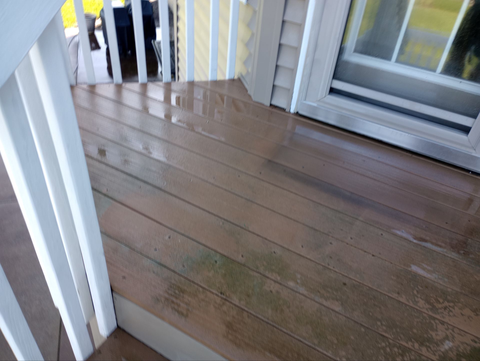 Exterior concrete before pressure washing