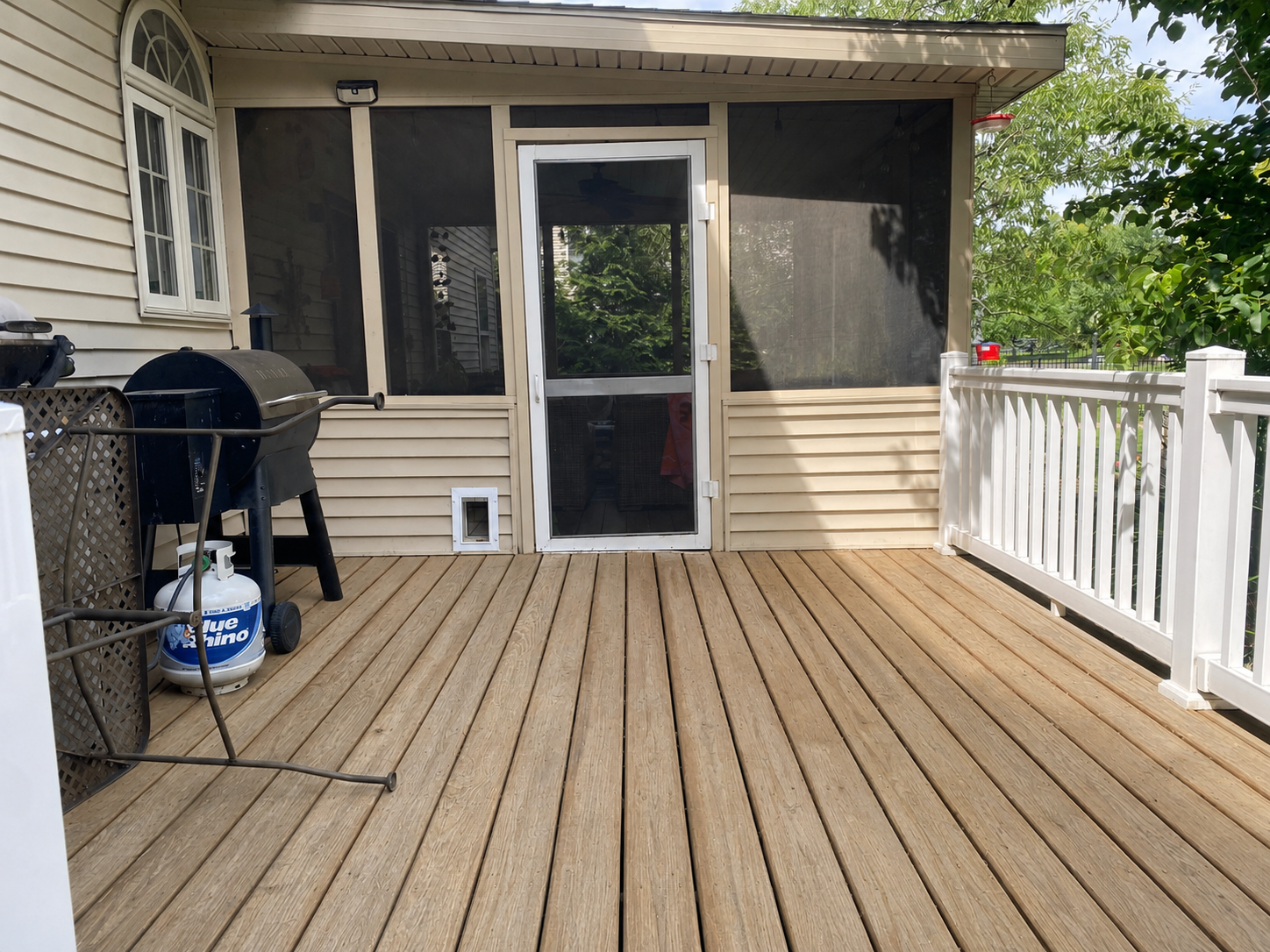 Wood deck after washing
